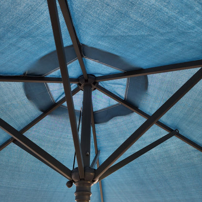 Garden Parasol Replacement Cover 2.4M 6 Ribs Fabric  - Olefin Ocean Blue