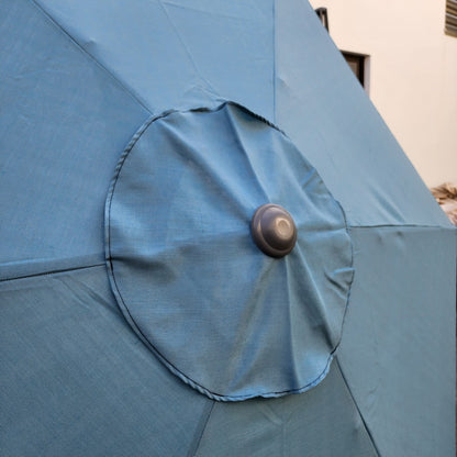 Garden Parasol Replacement Cover 2.7M 6 Ribs Fabric  - Olefin Ocean Blue