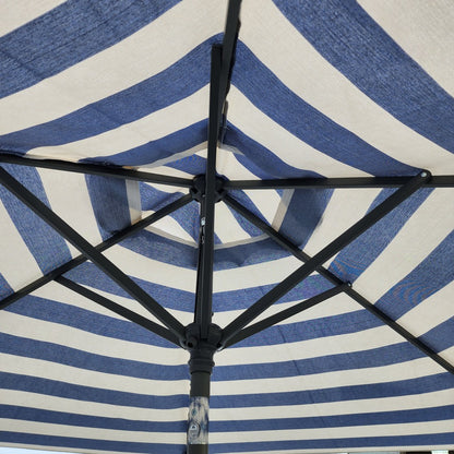 Garden Parasol Replacement Cover 2.7M 6 Ribs Fabric  - Cream/Blue Stripe