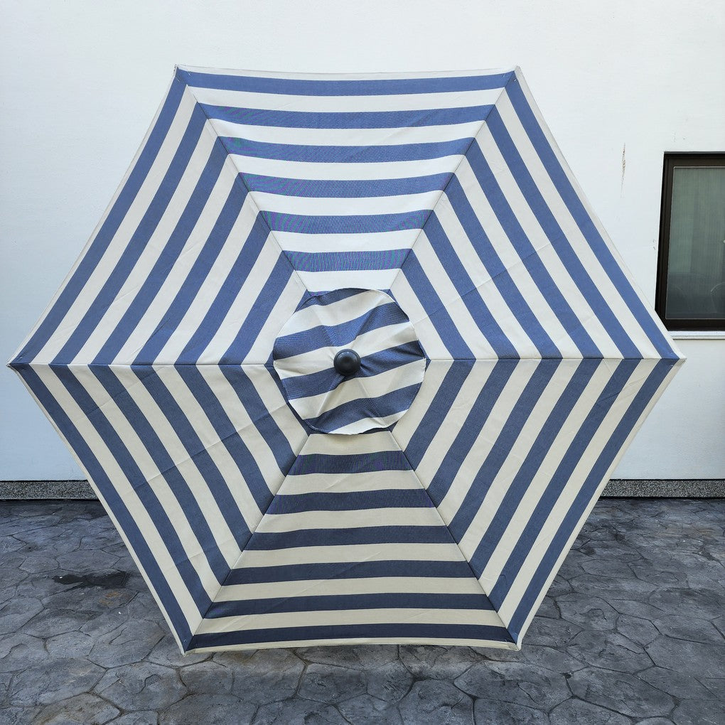 Replacement 2.7M 6 Ribs Parasol Fabric  - Cream/Blue Stripe