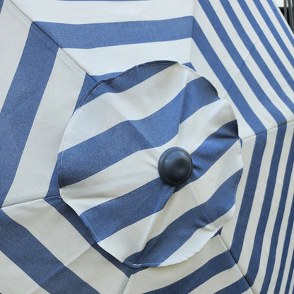 Garden Parasol Replacement Cover 2.7M 6 Ribs Fabric  - Cream/Blue Stripe