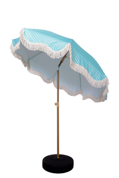 EasyShade Beach Parasol 2m - Striped Coastal Teal