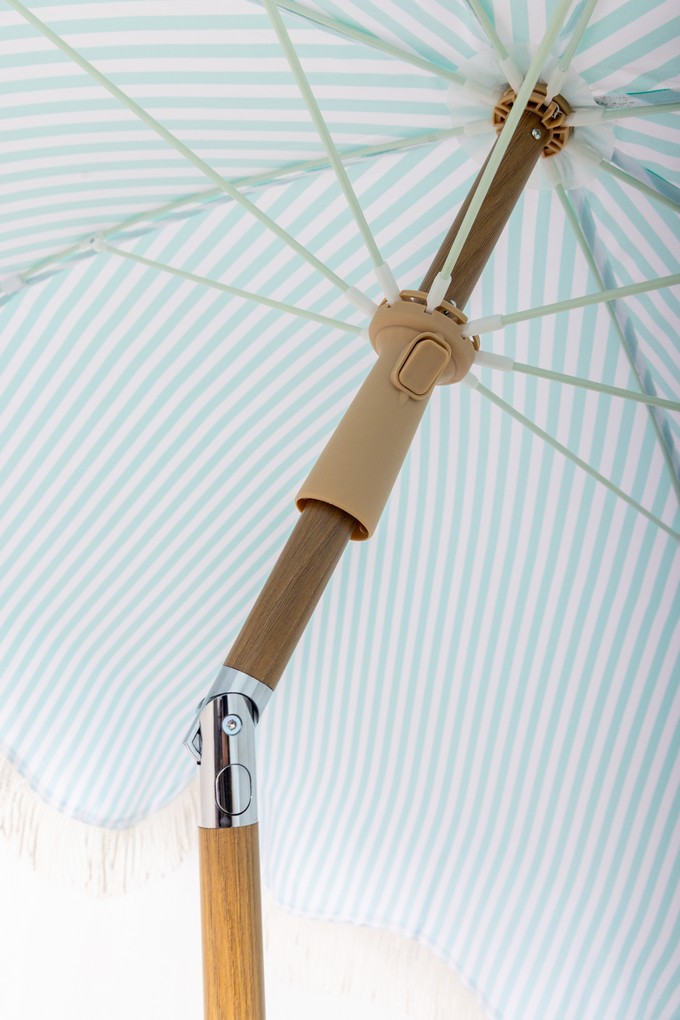 EasyShade Beach Parasol 2m - Striped Coastal Teal