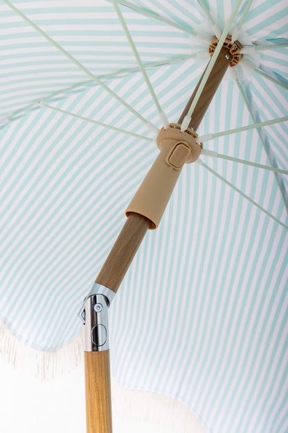 EasyShade Beach Parasol 2m - Striped Coastal Teal