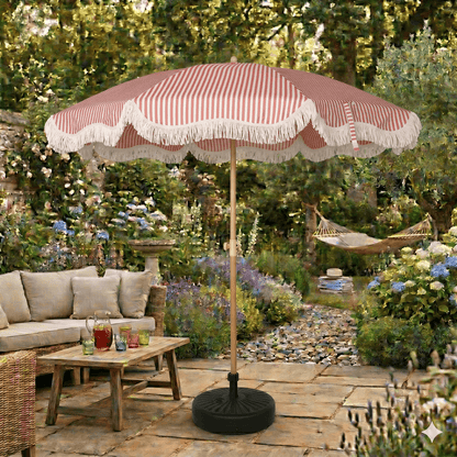 EasyShade Beach Parasol 2m - Striped Terracotta
