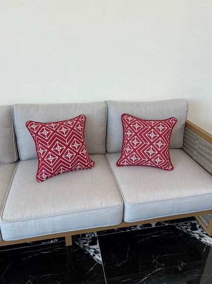 Casablanca Cushion Cover with piping 16"x16"(40x40cm) - Red (2pcs/bag)