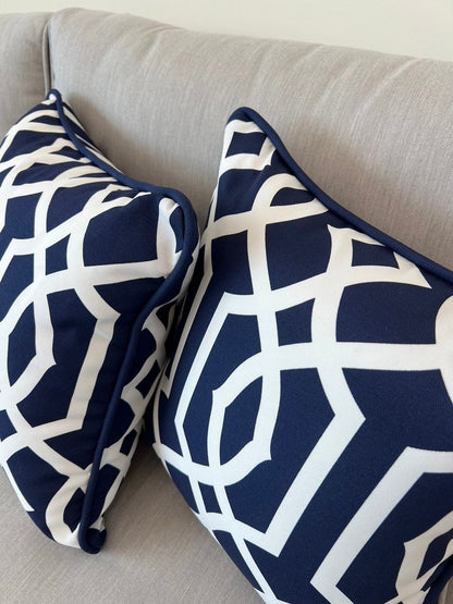Marrakesh Cushion Cover with piping 16"x16"(40x40cm) - Navy Blue (2pcs/bag)