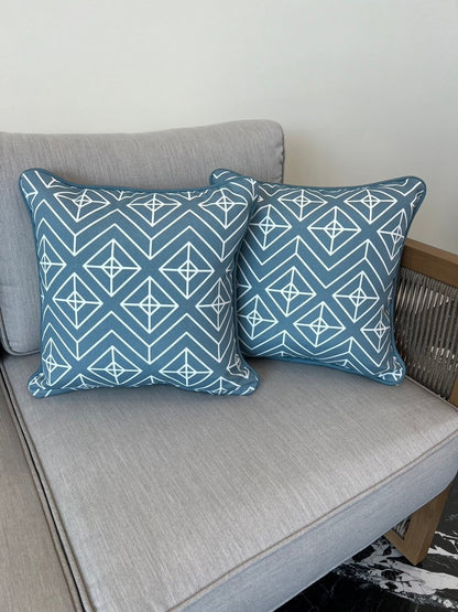 Casablanca Cushion Cover with piping 16"x16"(40x40cm) - Blue (2pcs/bag)