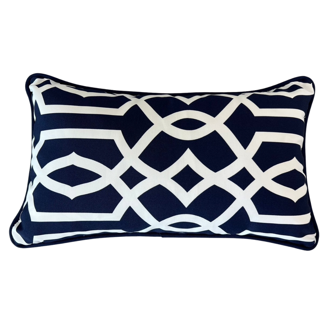 Marrakesh Cushion Cover with piping 20"x12" (50x30cm) - Navy Blue (2pcs/bag)