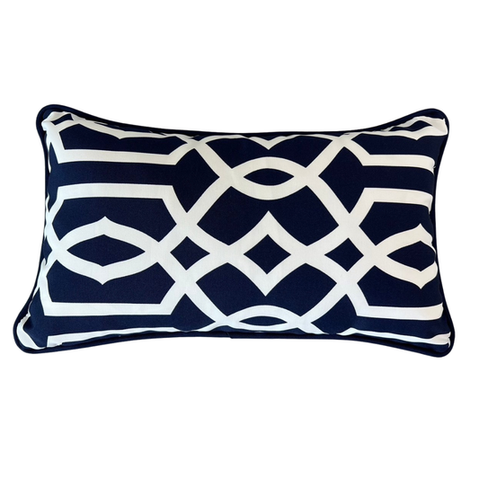 Marrakesh Cushion Cover with piping 20"x12" (50x30cm) - Navy Blue (2pcs/bag)