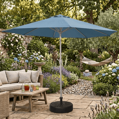 Garden Parasol Replacement Cover 2.4M 6 Ribs Fabric  - Olefin Ocean Blue