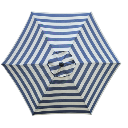 Garden Parasol Replacement Cover 2.7M 6 Ribs Fabric  - Cream/Blue Stripe