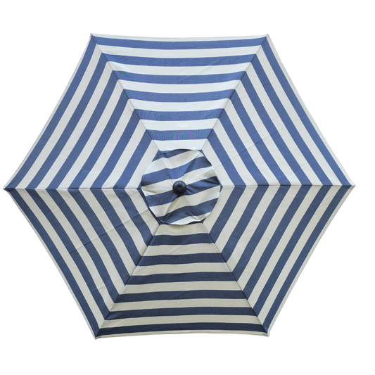 Garden Parasol Replacement Cover 2.7M 6 Ribs Fabric  - Cream/Blue Stripe