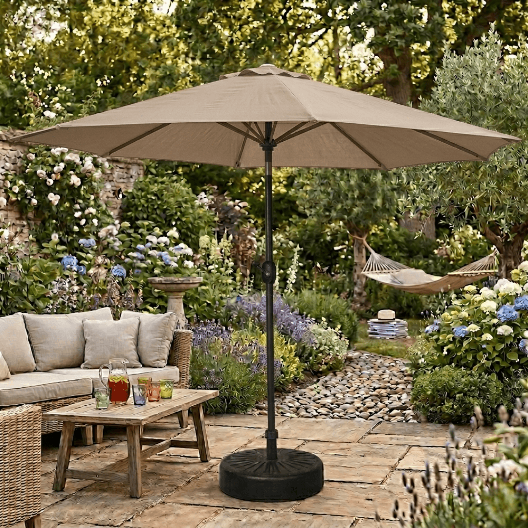 Garden Parasol Replacement Cover 2.4M 6 Ribs Fabric  - Olefin Beige