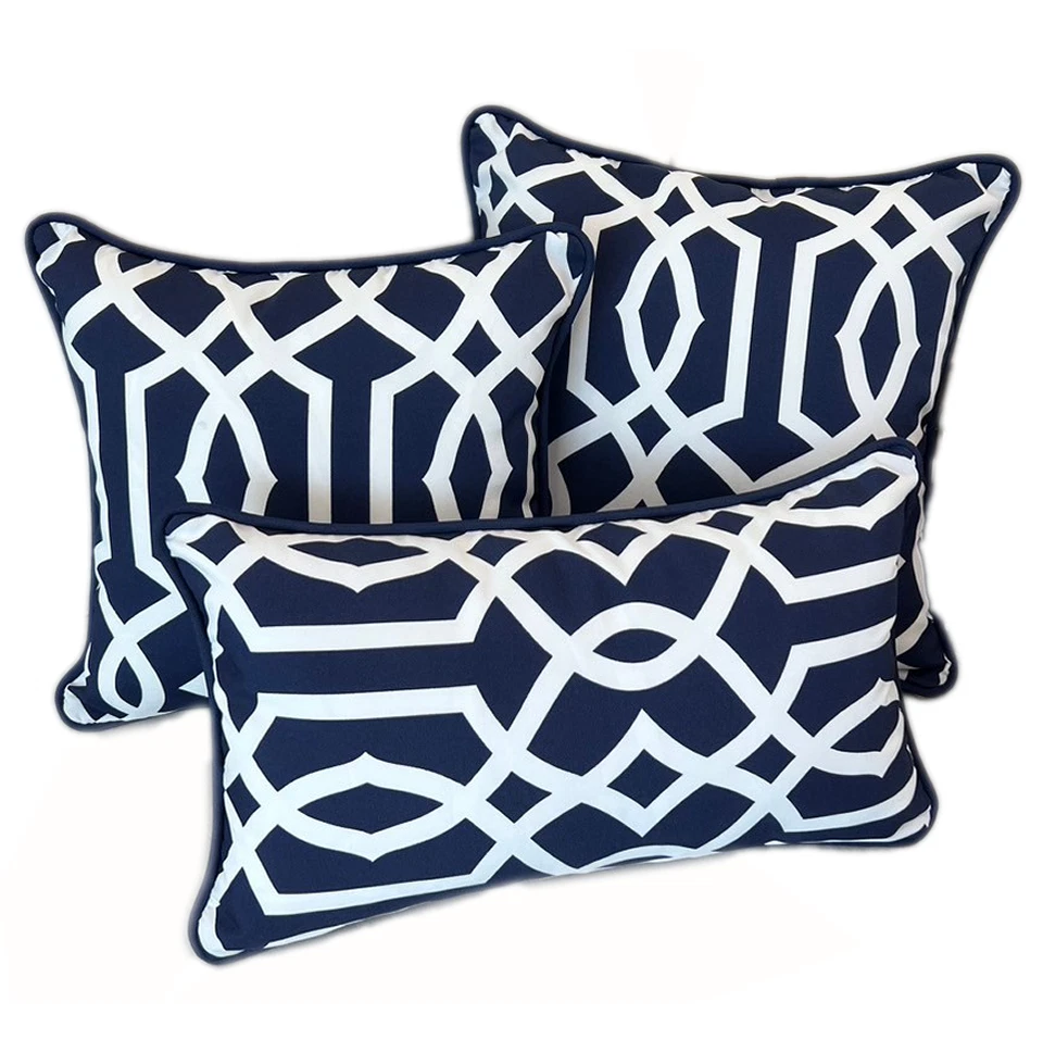 Marrakesh Cushion Cover with piping 20"x12" (50x30cm) - Navy Blue (2pcs/bag)