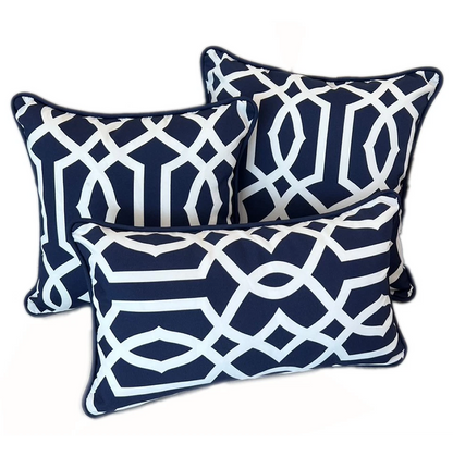 Marrakesh Cushion Cover with piping 20"x12" (50x30cm) - Navy Blue (2pcs/bag)