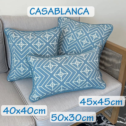 Casablanca Cushion Cover with piping 20"x12" (50x30cm) - Blue (2pcs/bag)